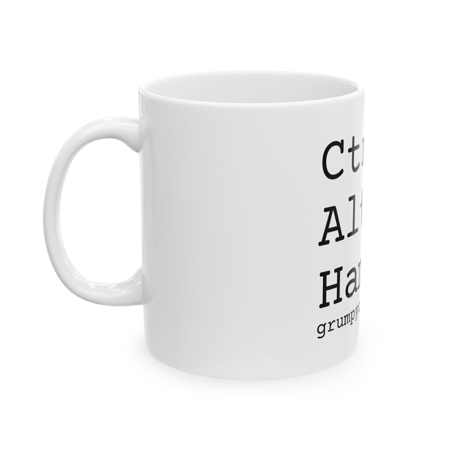 Ctrl + Alt + Hammer White Ceramic Mug, (11oz, 15oz)